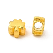 Rack Plating Alloy European Beads, Large Hole Beads, Lead Free & Cadmium Free & Nickel Free, Clover, Matte Gold Color, 10.5x9.5x6.5mm, Hole: 4.7mm(PALLOY-F287-46MG)