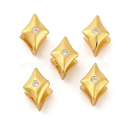 925 Sterling Silver Micro Pave Clear Cubic Zirconia Slide Charms, Star, Real 18K Gold Plated, 7x5x4mm, Hole: 6x2mm(STER-P061-02B-G)