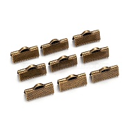 Iron Ribbon Crimp Ends, Nickel Free, Antique Bronze Color, about 8mm long, 16mm wide, hole: 1mm(E183Y-AB)