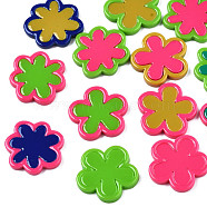 Opaque Cellulose Acetate(Resin) Cabochons, Flower, Mixed Color, 20x21.5x2.5mm(KY-N018-08)