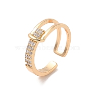 Brass Micro Pave Cubic Zirconia Open Cuff Rings, Light Gold, US Size 5 3/4(16.3mm)(RJEW-R146-05B-KCG)