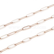 Ion Plating(IP) 304 Stainless Steel Paperclip Chains, Drawn Elongated Cable Chains, Soldered, with Spool, Rose Gold, 10x3.5x0.8mm, about 32.8 Feet(10m)/roll(STAS-K209-07RG)