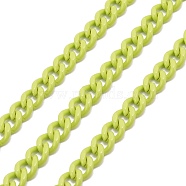 Spray Painted Brass Curb Chain, Twisted Chain, with Spool, Unwelded, Green Yellow, 6x5x2mm, 32.8 Feet(10m)/roll(CHC-H103-04B)