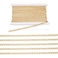 Biyun 5M Aluminium Twisted Curb Chains, Diamond Cut Chains, Unwelded, Faceted, with Card Paper, Golden, 10x6.5x1.8mm(CHA-BY0001-01G)