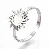 304 Stainless Steel Sun Cuff Rings, Open Rings for Women Girls, Stainless Steel Color, US Size 7(17.9mm)(RJEW-N038-116P)
