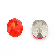 K9 Glass Rhinestone Cabochons, Pointed Back & Back Plated, Faceted, Oval, Siam, 10x8x4mm(MRMJ-N029-09-02)