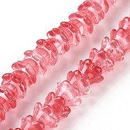 Transparent Glass Beads Strands, Flower, Indian Red, 11~12x7.5~8mm, Hole: 1.4mm, about 50pcs/strand, 11.42''(29cm)(LAMP-H061-01A-04)
