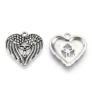 Tibetan Style Alloy Pendants, Cadmium Free & Lead Free, Heart with Wing & Trinity Knot, Antique Silver, 22x22.5x2mm, Hole: 2mm(PALLOY-T075-203AS)