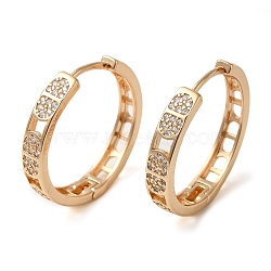 Brass Cubic Zirconia Hoop Earrings for Women, Hollow Oval, Light Gold, 25.5x4.5mm(EJEW-M238-09KCG)