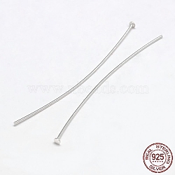925 Sterling Silver Flat Head Pins, Silver, 50x0.5mm, Head: 2mm(X-STER-F018-01E)