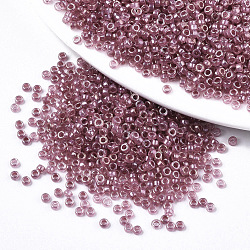 Glass Seed Beads, Fit for Machine Eembroidery, Transparent Inside Colours, Round, Rosy Brown, 2.5x1.5mm, Hole: 1mm, about 20000pcs/bag(SEED-S042-07A-04)