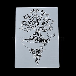 Plastic Hollow Out Drawing Painting Stencils Templates, for Painting on Scrapbook Fabric Tiles Floor Furniture Wood, Whale, 291x210x0.3mm(DIY-Z024-01G)