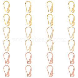 SUPERFINDINGS 20pcs 2 colors Brass Earring Hooks, Long-Lasting Plated, Ear Wire, for Half Drilled Beads, Mixed Color, 14.7mm, 21 Gauge, Pin: 0.7mm, 10pcs/color(KK-FH0005-55)