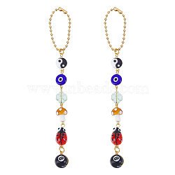 Alloy & Resin Keychain Chain Pendant Decorations, Mixed Shapes, Colorful, 150mm(HJEW-WH00056-15)