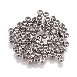 Non-Tarnish 304 Stainless Steel Spacer Beads, Round, Stainless Steel Color, 3x2mm, Hole: 1.6mm(X-STAS-L222-42A-P)