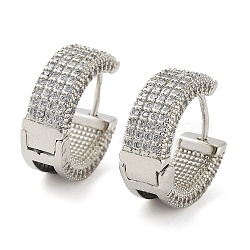 Brass Micro Pave Cubic Zirconia Hoop Earrings for Women, Platinum, 6.5x12mm(EJEW-D086-06P)