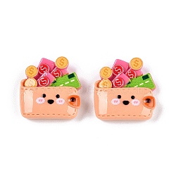 Supermarket Theme Opaque Resin Decoden Cabochons, Wallet, PeachPuff, 25.5x25x8mm(RESI-N039-115C)