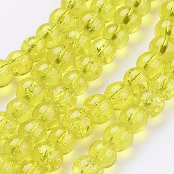 1Strand Yellow Transparent Crackle Glass Round Beads Strands, 6mm, Hole: 1.3~1.6mm, about 133pcs/strand, 31.4 inch(X-CCG-Q001-6mm-04)