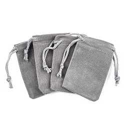 Rectangle Velvet Pouches, Gift Bags, Gray, 7x5cm(TP-R022-5x7-09-1)