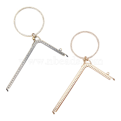 WADORN 2Pcs 2 Colors Ring & L-shape Iron Purse Frames, with Rhinestone, for Bag Sewing Craft, Mixed Color, 27.5cm, Hole: 1mm & 4.5mm, 1pc/color(DIY-WR0001-11)