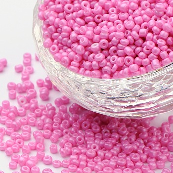 (Repacking Service Available) Baking Paint Glass Seed Beads, Hot Pink, 12/0, 1.5~2mm, Hole: 0.5~1mm, 12g/bag