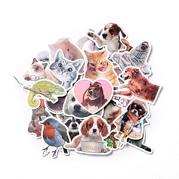 Waterproof Self Adhesive Paper Stickers, for Suitcase, Skateboard, Refrigerator, Helmet, Mobile Phone Shell, Animal Pattern, 42~74x40~80x0.2mm, about 52pcs/bag