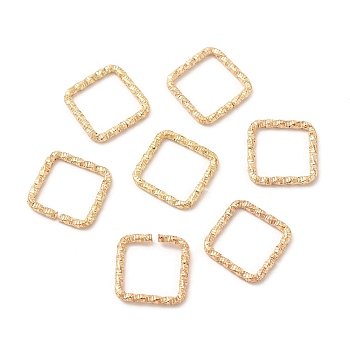 50Pcs Iron Linking Rings, Textured Open Rings, Light Gold, Square, 13x13x2mm, Inner Diameter: 10x10mm