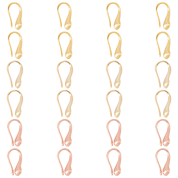 SUPERFINDINGS 20pcs 2 colors Brass Earring Hooks, Long-Lasting Plated, Ear Wire, for Half Drilled Beads, Mixed Color, 14.7mm, 21 Gauge, Pin: 0.7mm, 10pcs/color