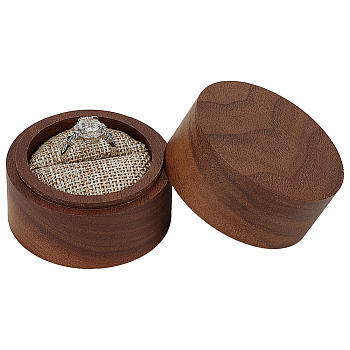 Round Wood Rings Storage Boxes, Coconut Brown, 6x4.95cm