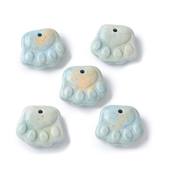 Natural Rainbow Alashan Agate Charms, Dyed, Paw Print Charms, Light Blue, 12~12.5x14~14.5x4~4.5mm, Hole: 1.2mm