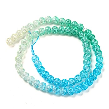 Spray Painted Crackle Glass Beads Strands, Gradient Color, Segmented Multi-color Beads, Round, Dodger Blue, 6mm, Hole: 1mm, about 60pcs/strand, 14.96~15.04 inch(38~38.2cm)