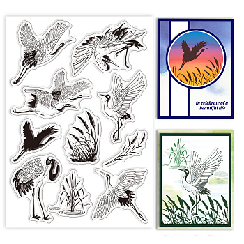 Custom PVC Plastic Clear Stamps, for DIY Scrapbooking, Photo Album Decorative, Cards Making, Crane, 160x110x3mm