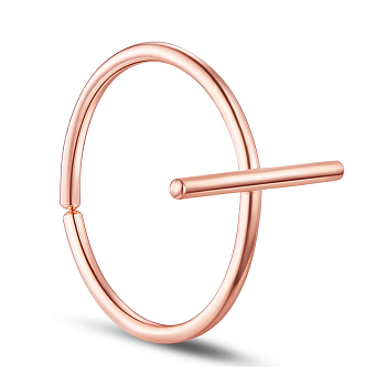 SHEGRACE 925 Sterling Silver Cuff Rings, Open Rings, with Vertical Stick, Size 8, Rose Gold, 18mmPacking Size: 53x53x37mm