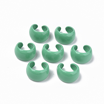Spray Painted Alloy Cuff Rings, Open Rings, Cadmium Free & Lead Free, Medium Sea Green, Inner Diameter: 9mm