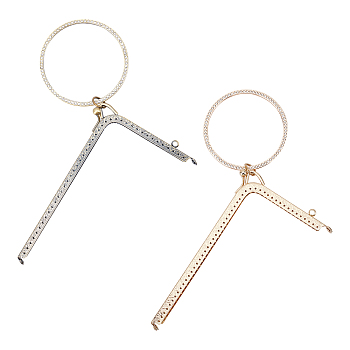 WADORN 2Pcs 2 Colors Ring & L-shape Iron Purse Frames, with Rhinestone, for Bag Sewing Craft, Mixed Color, 27.5cm, Hole: 1mm & 4.5mm, 1pc/color