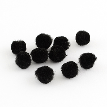 DIY Doll Craft Pom Pom Yarn Pom Pom Balls, Black, 20mm, about 500pcs/bag