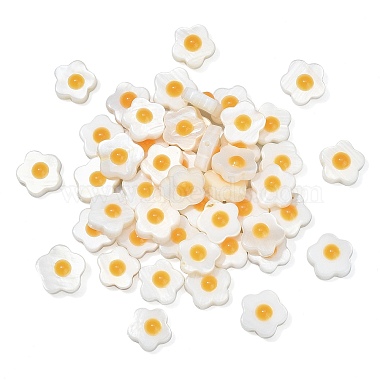perles de coquillages d'eau douce naturelles avec émail orange(SHEL-CJ0001-25)-3