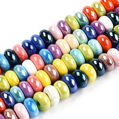 Mixed Color Flat Round Porcelain Beads