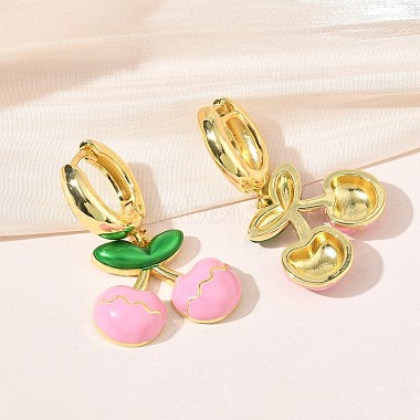 Brass & Enamel Hoop Dangle Earrings for Women(EJEW-A167-20G-01)-3