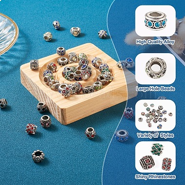 62Pcs 31 Style Alloy Rhinestone European Beads(MPDL-KS0001-03)-5