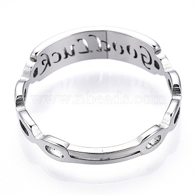 Non-Tarnish 304 Stainless Steel Word Good Luck Adjustable Ring for Women(RJEW-T027-13P)-4