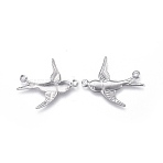 Tarnish Resistant 304 Stainless Steel Links connectors, Swallow, Stainless Steel Color, 20x16.5x0.8mm, Hole: 1mm(STAS-P236-16P)