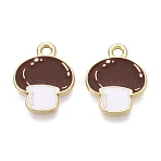 Alloy Enamel Pendants, Mushroom Charms, Golden, 14.5x11.5x1mm, Hole: 1.6mm(ENAM-Q003-05G)