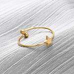 304 Stainless Steel Open Cuff Ring for Women, Ion Plating(IP), Star, US Size 8 1/2(18.5mm), Star: 6x6mm(RJEW-A071-01E-G)