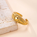 304 Stainless Steel Cuff Open Rings for Women, Sun, Golden, 15~20mm(WG6C0D5-01)