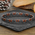 Two Tone Synthetic Non-magnetic Hematite Beaded Stretch Bracelets for Men, Rectangle & Rondelle, Chocolate, 7.09~7.48 inch(18~19cm)(WG36233-01)