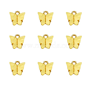 Acrylic Pendants, with Light Gold Plated Alloy Findings, Butterfly, Yellow, 12.2x14.2x3.2mm, Hole: 1.8mm(PALLOY-CJC0001-28F)