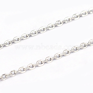 304 Stainless Steel Cable Chains, Diamond Cut Chains, Soldered, Faceted, Oval, Stainless Steel Color, 2x0.4x1.2mm(CHS-L001-67-0.4mm)