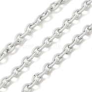 Spray Painted 304 Stainless Steel Cable Chains, with Spool, Unwelded, White, 4x3x0.7mm(STAS-B067-06A-01)