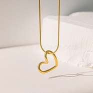 304 Stainless Steel Pendant Necklaces, Snake Chains, Heart, Golden, 15.98 inch(40.6cm)(NJEW-P302-06G)